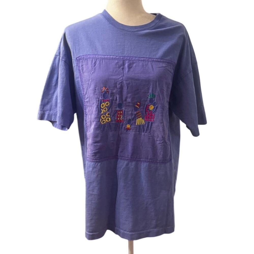 Vintage 90s Johnny Was Embroidered T Shirt Fits All USA Boho Art Tee
